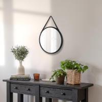 HOMCOM Espejo Decorativo de Pared 30x30 cm Espejo Redondo de Metal con Cuerda para Salón Dormitorio Entrada Estilo Moderno Blanco - details 6