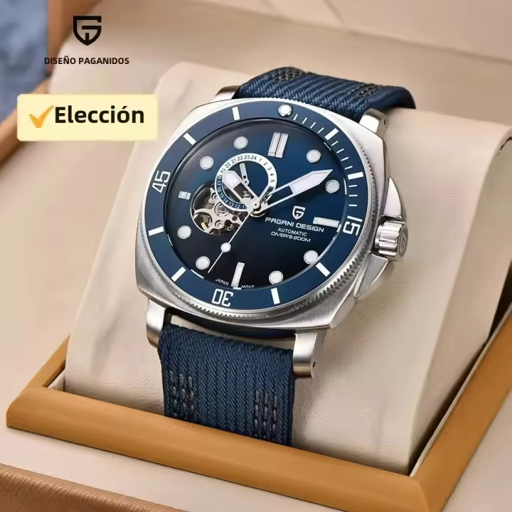 Reloj De Pulsera De Lujo Para Hombres PAGANI DESIGN 2025 Reloj Métrico Automático Mecánico Resistente Al Agua 200M Acero Inoxidable Cronógrafo De Silicona - 1