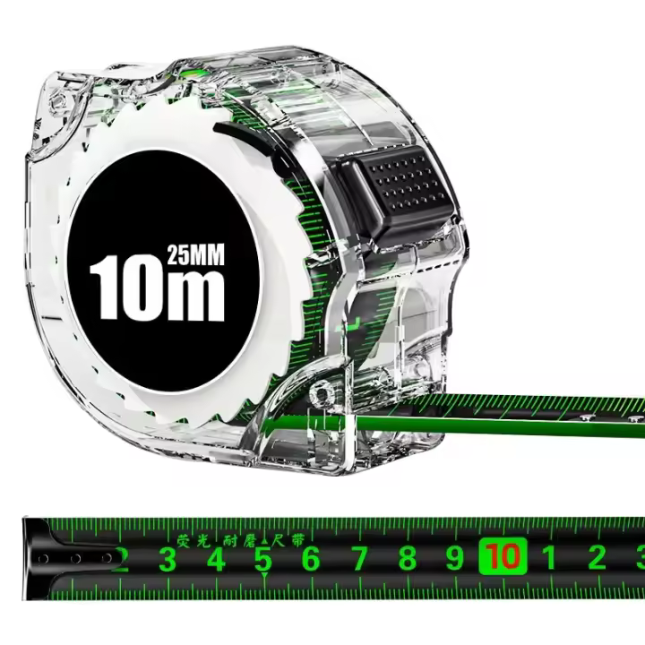 Cinta Métrica De 10M Con Bloqueo Automático Color Fluorescente Resistente Al Desgaste Y Caídas Para Bricolaje Y Carpintería - 1