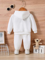 Conjunto De Dos Piezas Para Niños Con Estampado De Oso En Moto Triciclo Y Sudadera De Manga Larga Con Capucha Estilo Casual Para Todas Las Estaciones - details 7