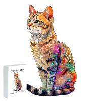 Rompecabezas De Madera En Forma Irregular De Gato De Color Exquisito Caja De Regalo Personalizado De Alta Calidad Para Familia Único Regalo Para Adultos - details 0
