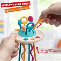 Juguete Sensorial De Silicona Alimentaria UFO Para Bebés Actividad De Pulsera Y Pull Montessori Juguete De Viaje Para Niños De 6 a 18 Meses - details 3