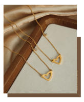 Encanto Joyería minimalista chapado en oro de acero inoxidable clásico Shell en forma de corazón collar de concha para mujer fiesta boda - details 3