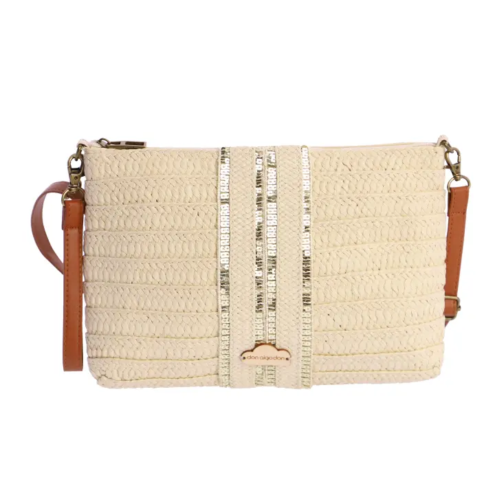 Bolso bandolera para mujer DON ALGODON Oporto de rafia con cremallera - 1