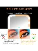 Espejo De Maquillaje LED Con Ajuste De Brillo Y Giratorio Incluye Almacenamiento Y Cargador USB Para Tu Rutina De Belleza - details 5