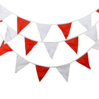 Bandeja De Fiesta Temática Del Carnaval En Tela Roja Y Blanca Para Decoración De Cumpleaños Circo Con Bandera De Triángulos - details 0