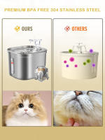 Fuente de agua de acero inoxidable para gatos, tazón de agua Ultra silencioso con Triple filtro, circulación automática, 74oz/2,2 L - details 6