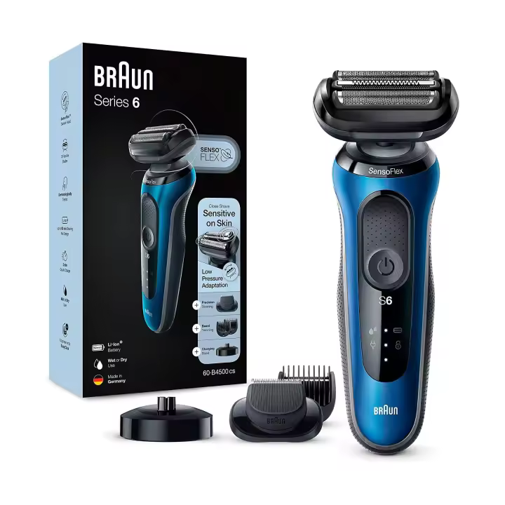 Braun Series 6 61-B1200s Afeitadora en seco y en mojado / Funda para viaje y accesorios para recorte - 1