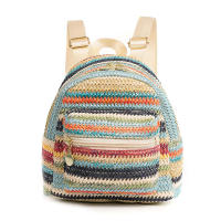 Mochila nueva de doble capa con cremallera, mochila informal con personalidad, mochila de paja - details 0