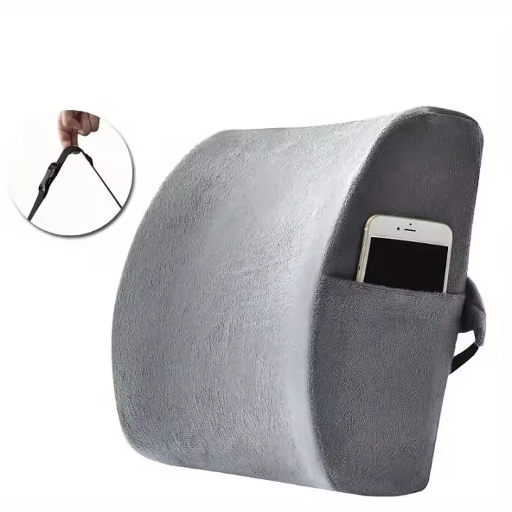 Almohada De Apoyo Lumbar Para Silla De Oficina Y Asiento De Coche Espuma De Memoria Multiusos Cojín De Espalda Removible Y Lavable Para Adultos - 1