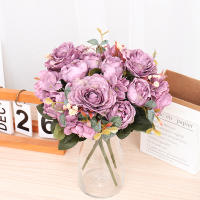 Bouquet De Flores Artificiales Rosa Silken Retro Con Hydrangea Y Peony Decoración De Bodas Y Habitaciones Accesorios De Plantas Falsas Para Novia Vintage - details 2
