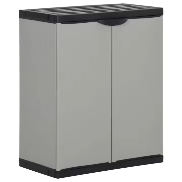 vidaXL Armario para desechos de jardín PP gris y negro 68x40x85 cm - 1