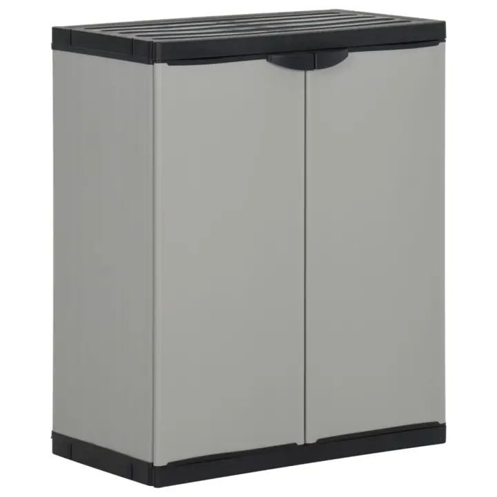 vidaXL Armario para desechos de jardín PP gris y negro 68x40x85 cm - 1