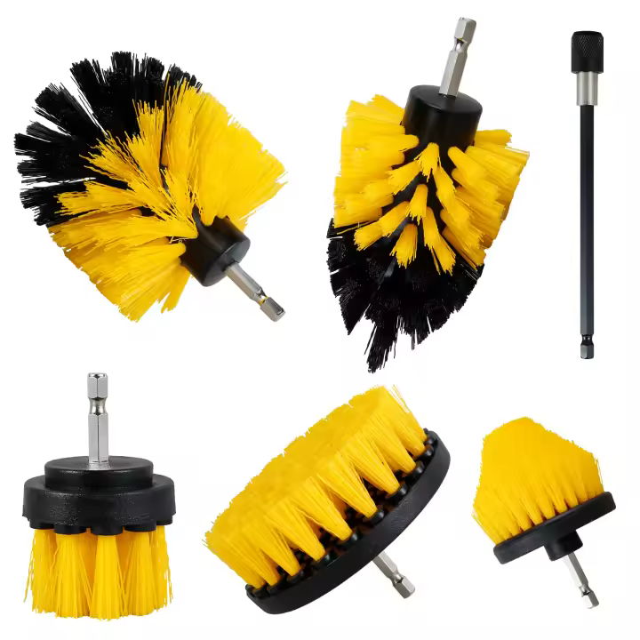 Juego De 6 Piezas De Cepillo De Taladro Multifuncional Con Conector Extendible Para Limpieza Eléctrica De Baño Tubería Kit De Cepillos De Escrubación De Nylon - 1