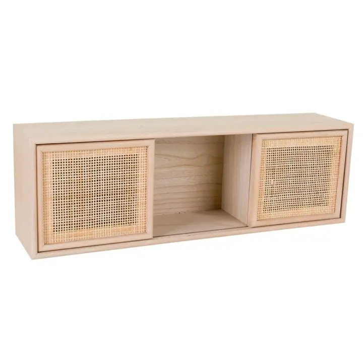 Estante de pared de madera y rejilla marrón 81x17.5x26 - 1