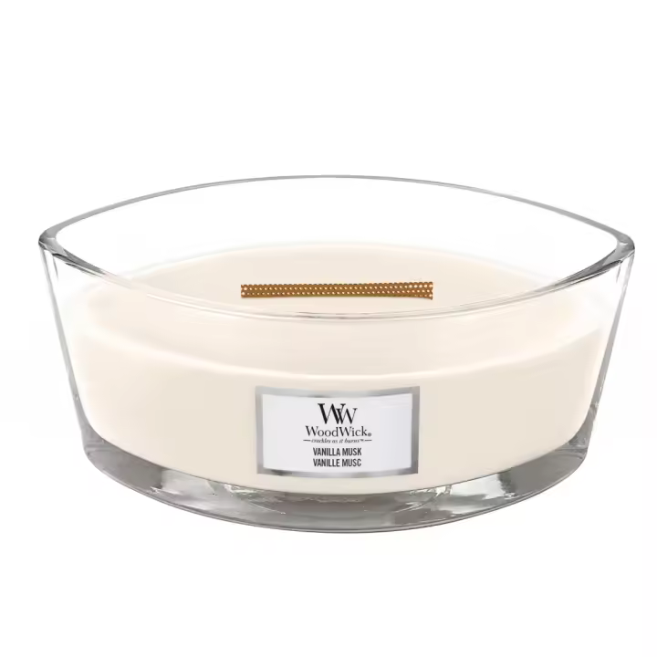 De Aromas. Vanilla Musk - Ellipse Woodwick Ligero y liviano, con notas de sal rosa, flores blancas y leche de coco para una versión única de la vainilla. - 1