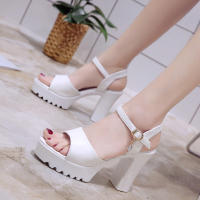 Sandalias De Plataforma Alta Para Mujer Con Hebilla Y Diseño De Boca De Pez Zapatos De Tacón Alto Casual Material PU - details 18