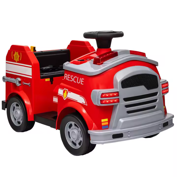 AIYAPLAY Coche Eléctrico para Niños de +3 Años Carro Eléctrico Infantil Camión de Bomberos para Niños con Batería 12V Sirena Faros Bocina Música y Herramientas de Bombero - 1
