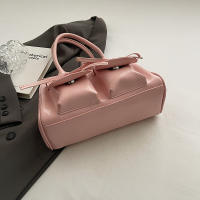 Bolso De Hombro Estilo Ballet Para Mujeres Con Lazo Bolso De Armpita Bolso De Bocce Material PU Suave Con Cierre De Cremallera - details 10