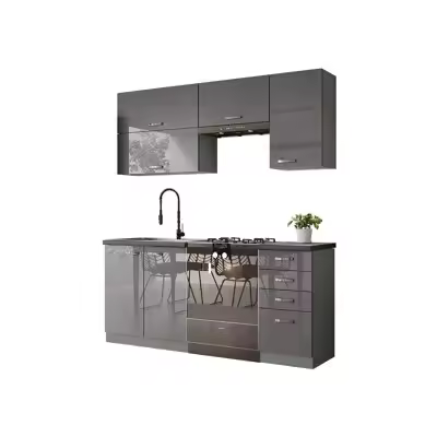 Conjunto de cocina modular Multi Grey 125, Muebles ES, MDF, Aglomerado laminado, 180 x 50cm - 1