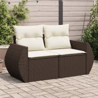 vidaXL Sofá de jardín con cojines 2 plazas ratán sintético gris claro en color Gris claro y gris oscuro/Negro/beige y gris claro y más | acolchados duraderos para sofás de jardín terraza exterior - details 3