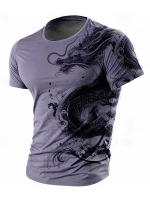 Camiseta Para Hombre Estampado De Dragón 3D Casual Verano Deporte Al Aire Libre Moda Ciudad Manga Corta Transpirable Secado Rápido O-Neck - details 8
