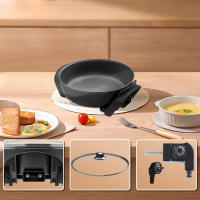 WINNING STAR Sartén eléctrica 1500W antiadherente redonda de 30CM (12 pulgadas) con Tapa de vidrio, Olla Electrica con tapadera Cristal, Asas frías al tacto y superficie, Cazuela Profunda, Cacerolas para Hervir, color negro - details 1