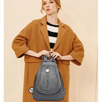 Mochila Bolso Bandolera Negro para Mujeres y Chicas de Nylon Viaje Casual Escolares Moda - details 9