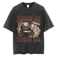 Camiseta Anime Hombre Algodón Vintage Lavada Tshirt Mujer Oversize Harajuku Streetwear Moda Verano Camisetas Casuales - details 1