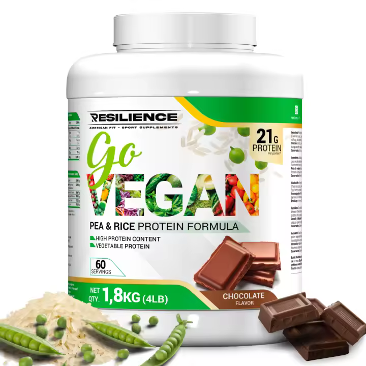 Resilience American Fit S.L Proteína Vegana en Polvo Aislado de Arroz y Guisante con BCAA, Glutamina y Stevia - 1,8 kg - 1