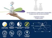 Ventilador de Techo, 40W, Iluminación y Ventilación con Diseño Intercambiable, 2 Juegos de Aspas, 3 Velocidades, Mando a Distancia y Lámpara de Ahorro de Energía [Clase de eficiencia energética A] - details 1