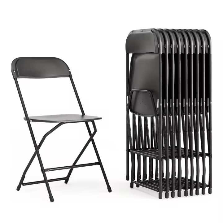 ORION91 Silla Plegable ANDROMEDA Polietileno y Estructura Metálica Color Negro (44x44x80 cm) Comedor Camping Oficina Salón Teletrabajo Hostelería Restaurante Cocina - SpazioLuzio - 1