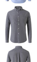 Camisa Oxford Para Hombre Algodón Y Poliéster Manga Larga Color Sólido Cuello Polo Estilo Casual Ajustada Primavera Otoño - details 6