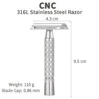 Afeitadora Manual De Acero Inoxidable 316L Para Hombres Cuchilla Doble Borde Portátil Con Mango Desmontable (Sin Hoja) - details 0