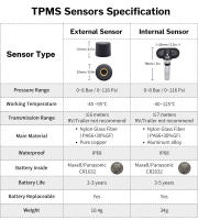 Sistema De Monitoreo De Presión De Neumáticos Para Coche Deelife TPMS Solar Control De Presión De Neumáticos Con Sensor Reemplazable Función De Medición De Temperatura Y Humedad En El Coche - details 4