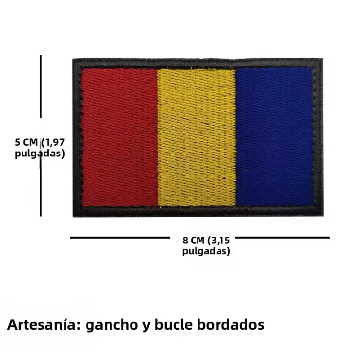 Parche De Bandera De Romania Reflectante IR Bordado En Tela Para Ropa Y Mochilas Tamaño 8cm*5cm Hecho a Mano Y Ecológico - 1