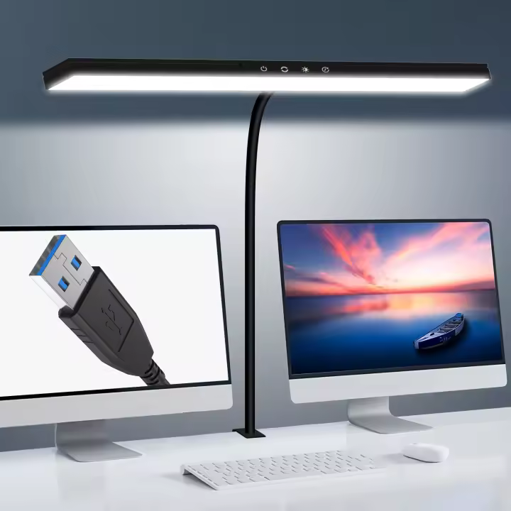 Lámpara De Escritorio LED Ajustable 12W 40CM Con Gancho Luz De Mesa Para Protección Ocular Iluminación Para Monitor Y Oficina - 1