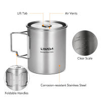 Lixada Taza De Acero Inoxidable 750ml Con Tapa Y Mango Plegable Portátil Para Camping Cocina Senderismo Picnic Uso Al Aire Libre - details 7