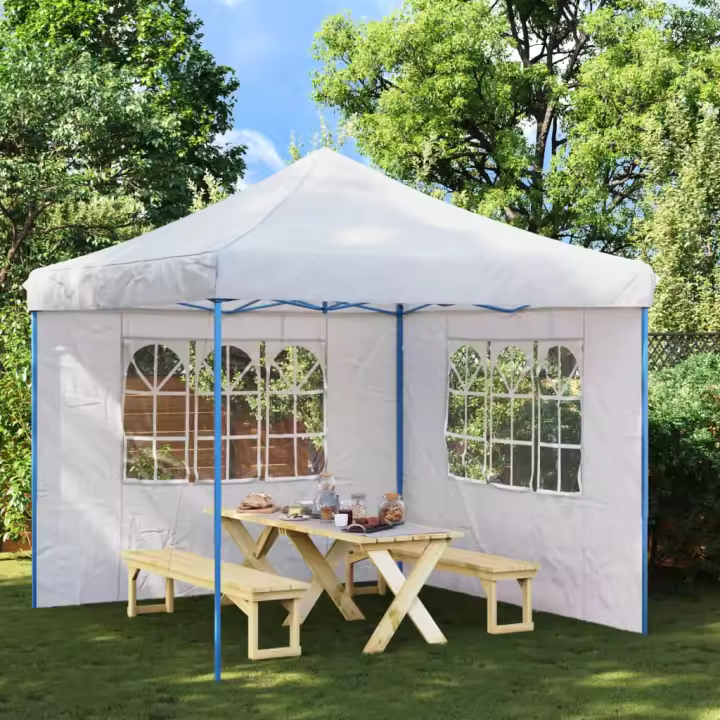 vidaXL Paredes laterales de carpa de fiesta con ventana 2uds PE blanco - 1