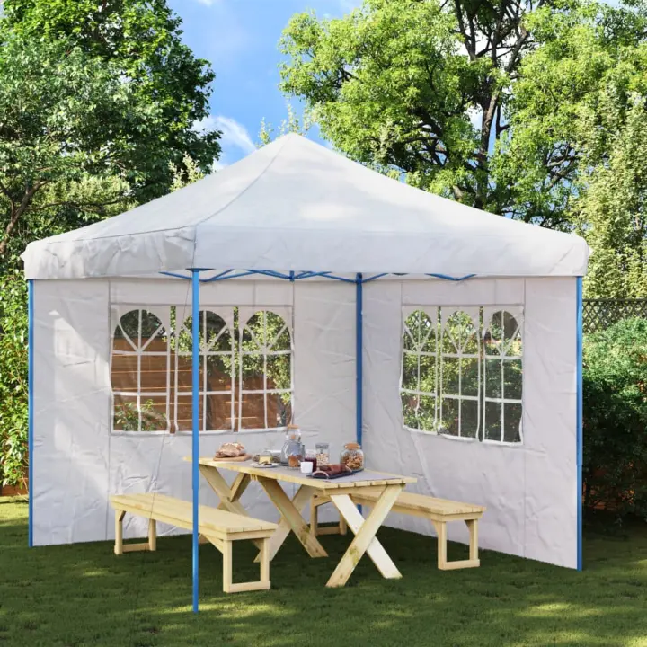 vidaXL Paredes laterales de carpa de fiesta con ventana 2uds PE blanco - 1