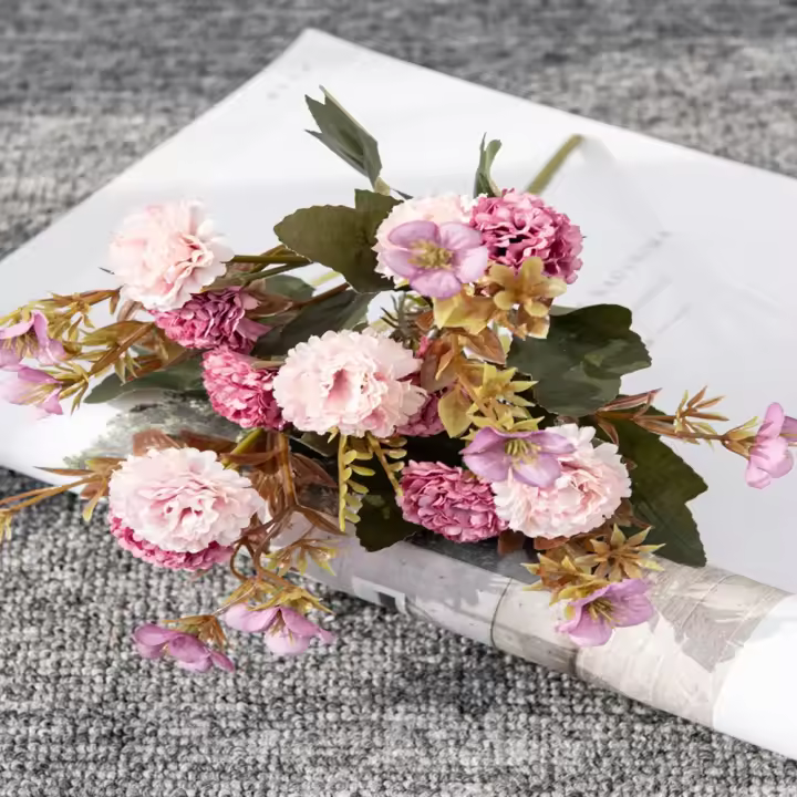 Decorativo De Flores Artificiales Clove Carnation En Maceta Para Decoración De Navidad Boda Y Casa Flor De Seda Hydrangea - 1