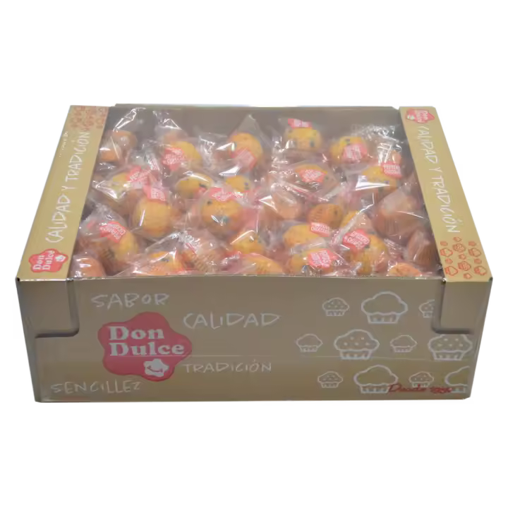 Caja 2,5 kg Mini Magdalenas con Pepitas de Chocolate envueltas individualmente - 1