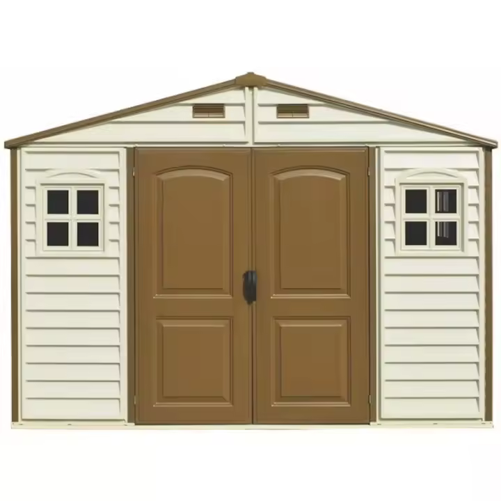 Duramax - caseta jardín - WOODSIDE 10x8 - Resina PVC - color marfil y marrón - 1