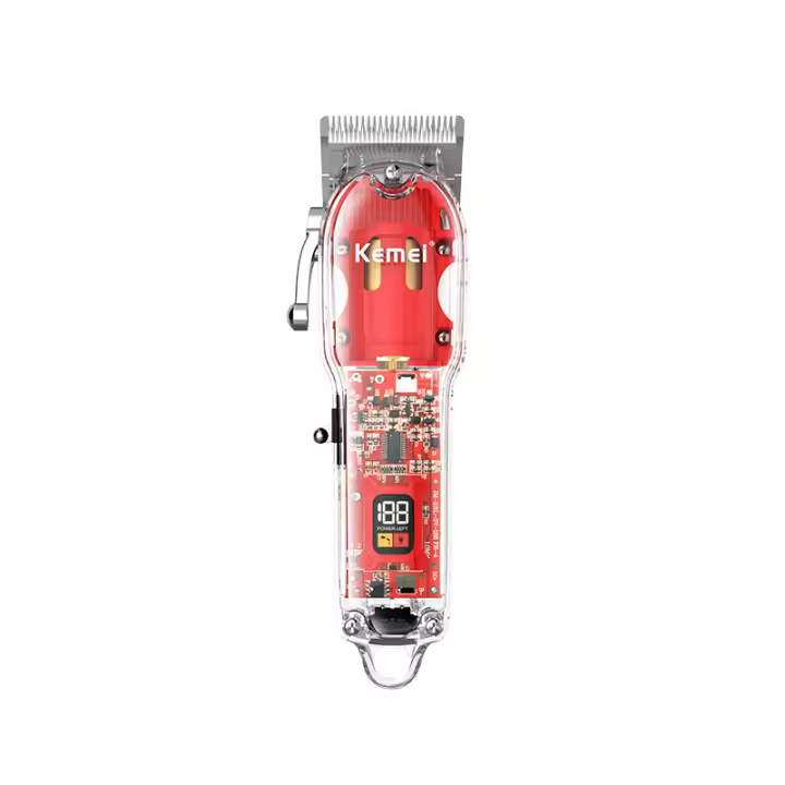 Cortadora de pelo KM-1761, cuerpo transparente, cuchilla ajustable, carga rápida por USB, alta potencia, cortadora de pelo eléctrica profesional para peluquería. - 1