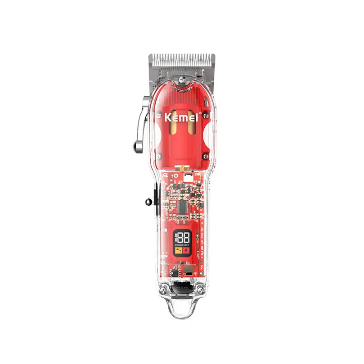 Cortadora de pelo KM-1761, cuerpo transparente, cuchilla ajustable, carga rápida por USB, alta potencia, cortadora de pelo eléctrica profesional para peluquería. - 1