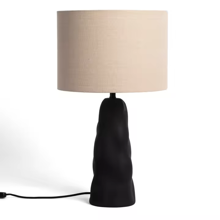 Ledkia Lámpara de Mesa Metal y Lino Criss Negro - 1