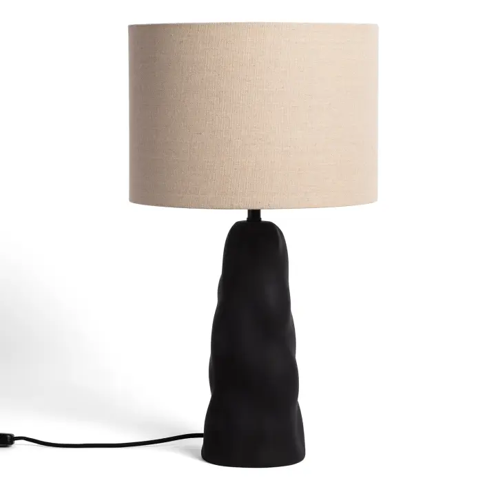 Ledkia Lámpara de Mesa Metal y Lino Criss Negro - 1