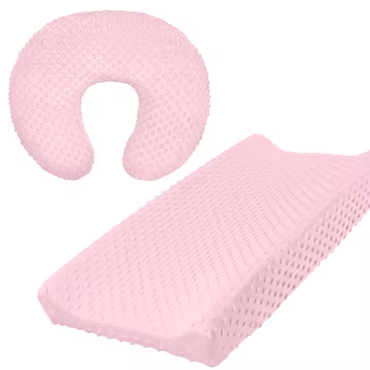 Almohada de lactancia de terciopelo Baby Bean, funda de almohada, cambiador, funda para cambiador, juego de 2 piezas para bebé, funda de tela extraíble y lavable - 1