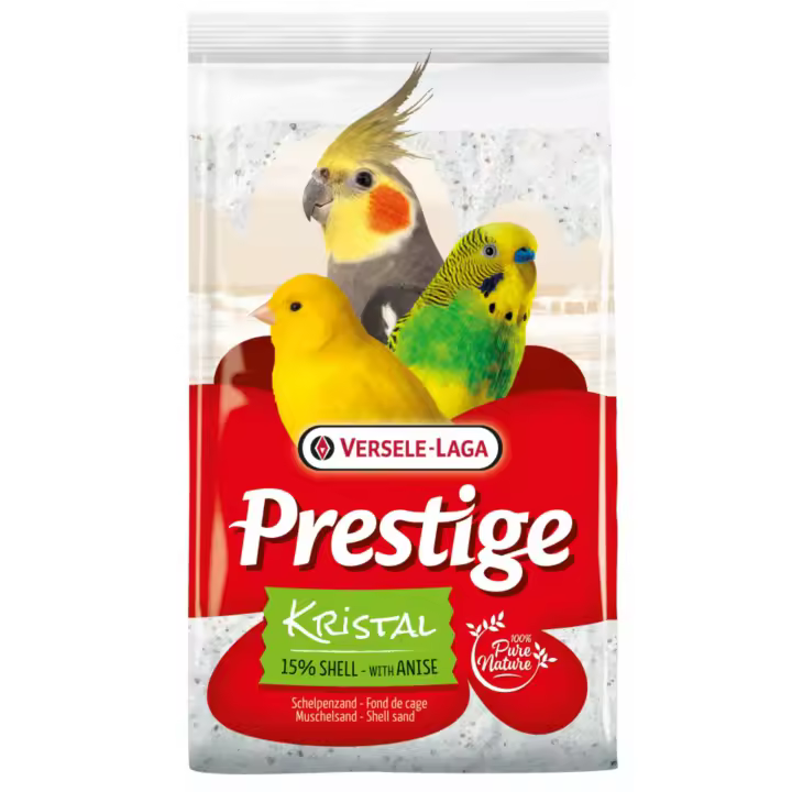 Versele-Laga Fondo de Jaula Kristal Prestige Arena Blanca de Conchas 5 Kg o 25 Kg para Higiene de Pájaros - Versele Laga - 1