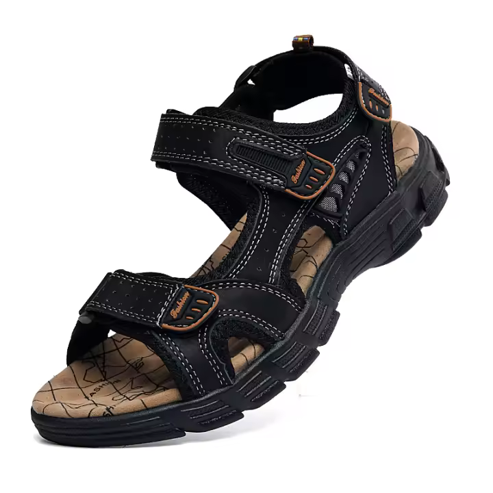 Sandalias De Cuero Genuino Para Hombre Verano Zapatillas De Playa Y Senderismo Antideslizantes Y Resistentes Al Desgaste Suaves De Goma Para Exterior - 1
